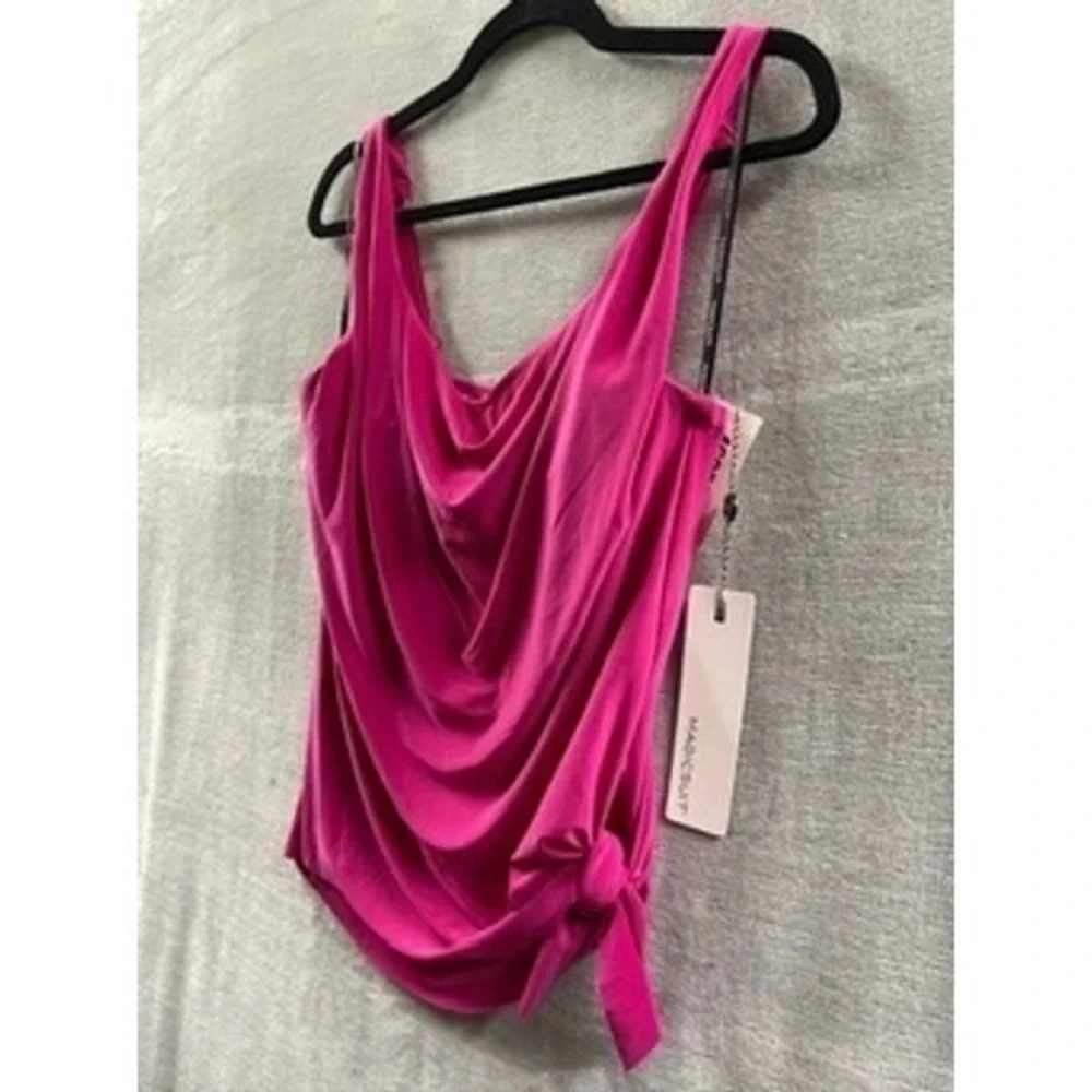 Magicsuit Women Ruby Red Draped Cowl Neck Side Tie‎ Tankini Swim Top Size 8 NEW